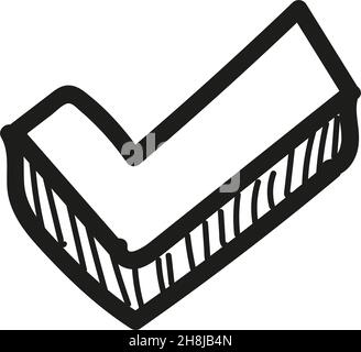 Icona del segno di spunta disegnata a mano in stile doodle isolato Illustrazione Vettoriale