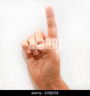 Lettera D in American Sign Language (ASL) per i non udenti Foto Stock