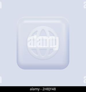 Icona Web bianca. Internet, pulsante Network Isolated (rete isolata). Illustrazione vettoriale Illustrazione Vettoriale