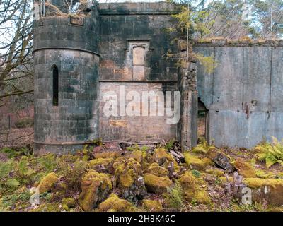 Craigend Castle è una casa di campagna in rovina, situata a nord di Milngavie, nello Stirlingshire, Scozia centrale. Foto Stock