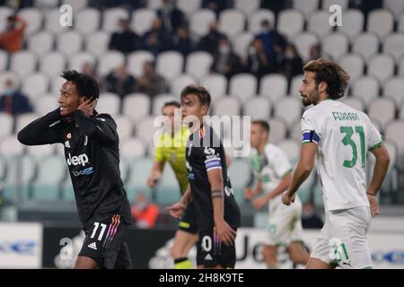 Juan Cuadrado della Juventus FC delusione durante la Serie A Match tra Juventus FC e Sassuolo allo Stadio Allianz, a Torino, il 27 ottobre 2021, Foto Stock