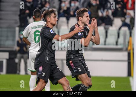 Federico Chiesa, Paulo Dybala della Juventus FC delusione durante la Serie A Match tra Juventus FC e Sassuolo allo Stadio Allianz, a Torino ON Foto Stock