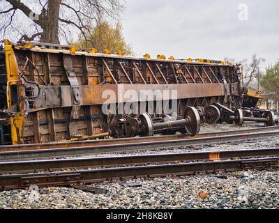 Un treno deragliato a Washington CH Ohio USA Foto Stock