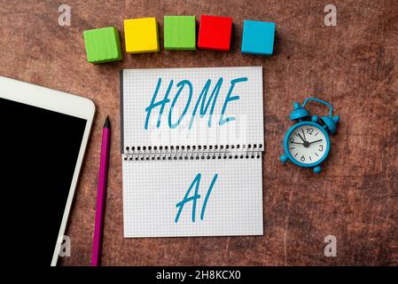 Ispirazione che mostra il segno Home ai. Soluzione Word for Home che consente di automatizzare la maggior parte dei piani di gestione elettronica del tempo per progredire Bright Foto Stock