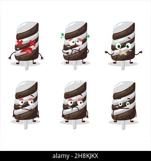 Gummy caramella cioccolato latte fumetto personaggio con nope espressione. Illustrazione vettoriale Illustrazione Vettoriale
