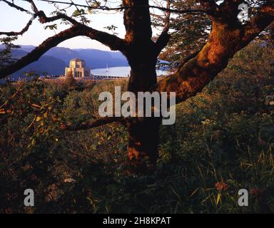 Vista casa a Crown Point lungo la Columbia River Gorge, Oregon Foto Stock