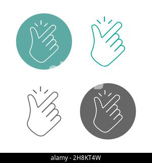 Icone delle dita di snap Imposta l'illustrazione vettoriale piatta Illustrazione Vettoriale
