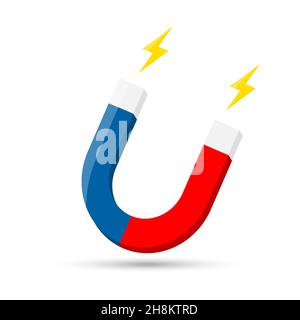 Icona Vector Magnet piatta con freccia. Illustrazione Vettoriale