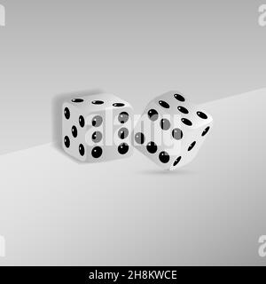Illustrazione vettoriale del gioco bianco realistico dice .Casino dices icona . illustrazione vettoriale. Illustrazione Vettoriale