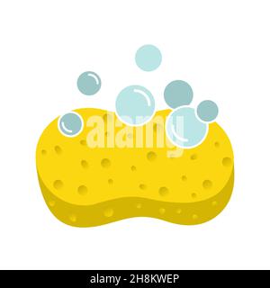 Icona della spugna piatta vettoriale su sfondo bianco Illustrazione Vettoriale