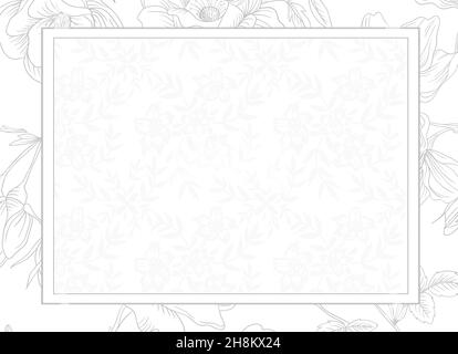 Il fiore grigio invito carta sfondo modello con piante e fiori Foto Stock