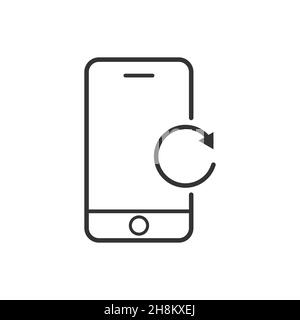 Icona lineare del pulsante di ricarica dello smartphone. Illustrazione a linee sottili. Disegno vettoriale isolato Illustrazione Vettoriale