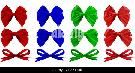 archi multicolore, set realistico di archi isolati su sfondo bianco vettore Illustrazione Vettoriale