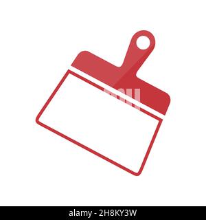 Linea bianca icona coltello Putty isolato con ombra lunga. Attrezzo di riparazione spatola. Strumenti di verniciatura o di spackling. Illustrazione Vettoriale