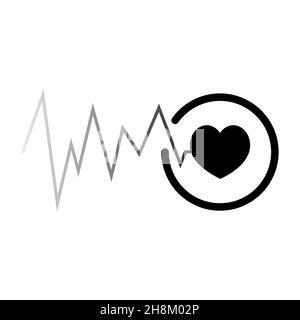 battito cardiaco che canta. Simbolo vettoriale in stile piatto trendy su sfondo bianco. CARDIOGRAMMA per la progettazione. Illustrazione Vettoriale