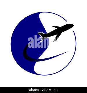 Passeggero dell'aeroplano, illustrazione vettoriale del logo isolata su sfondo bianco Illustrazione Vettoriale