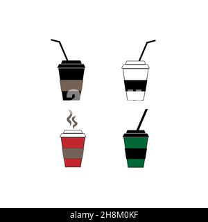 Impostare le tazze per caffè e tè caldi, immagine vettoriale Illustrazione Vettoriale