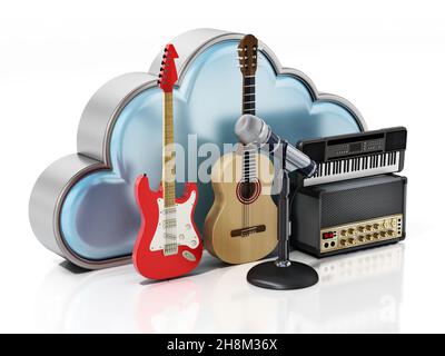 Chitarra elettrica su uno stand su sfondo bianco. Isolare. Rendering 3D di  qualità eccellente ad alta risoluzione. Può essere ingrandito e utilizzato  come dorso Foto stock - Alamy