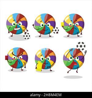 Rainbow Candy personaggio cartoon che lavora come arbitro di calcio. Illustrazione vettoriale Illustrazione Vettoriale