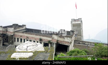 Danni agli edifici dopo il terremoto di Wenchuan, Sichuan, Cina Foto Stock