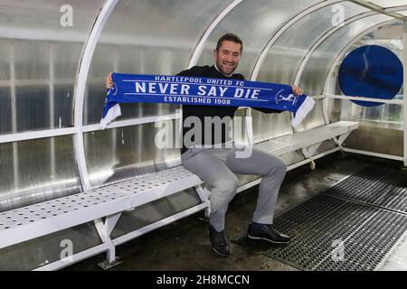 HARTLEPOOL, GBR. 30 NOVEMBRE. Graham Lee è stato presentato come nuovo manager Hartlepool United a Victoria Park, Hartlepool martedì 30 novembre 2021. (Credit: Mark Fletcher | MI News) Credit: MI News & Sport /Alamy Live News Foto Stock