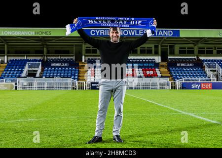 HARTLEPOOL, GBR. 30 NOVEMBRE. Graham Lee è stato presentato come nuovo manager Hartlepool United a Victoria Park, Hartlepool martedì 30 novembre 2021. (Credit: Mark Fletcher | MI News) Credit: MI News & Sport /Alamy Live News Foto Stock