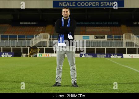 HARTLEPOOL, GBR. 30 NOVEMBRE. Graham Lee è stato presentato come nuovo manager Hartlepool United a Victoria Park, Hartlepool martedì 30 novembre 2021. (Credit: Mark Fletcher | MI News) Credit: MI News & Sport /Alamy Live News Foto Stock