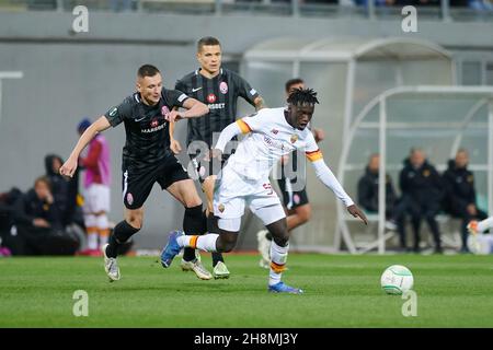 ZAPORIZHZHIA, UCRAINA - 28 SETTEMBRE 2021: Ebrima Darboe (55). La partita della UEFA Conference League tra FC Zorya Luhansk e AC Roma Foto Stock