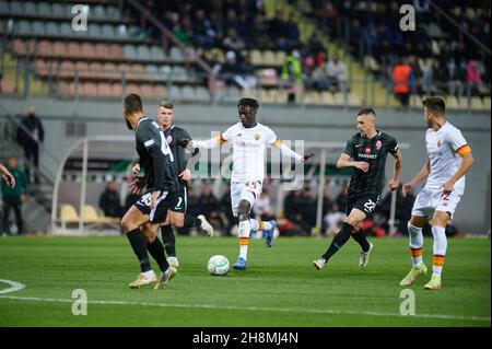 ZAPORIZHZHIA, UCRAINA - 28 SETTEMBRE 2021: Ebrima Darboe (55). La partita della UEFA Conference League tra FC Zorya Luhansk e AC Roma Foto Stock