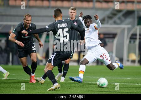 ZAPORIZHZHIA, UCRAINA - 28 SETTEMBRE 2021: Ebrima Darboe (55). La partita della UEFA Conference League tra FC Zorya Luhansk e AC Roma Foto Stock