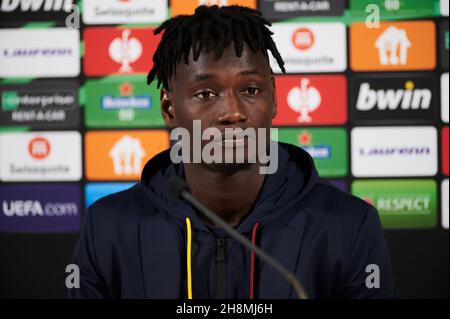 ZAPORIZHZHIA, UCRAINA - 28 SETTEMBRE 2021: Ebrima Darboe (55). La partita della UEFA Conference League tra FC Zorya Luhansk e AC Roma Foto Stock