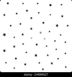 Modello Star Doodles. Sfondo senza giunture con stelle. Illustrazione disegnata a mano. Illustrazione Vettoriale