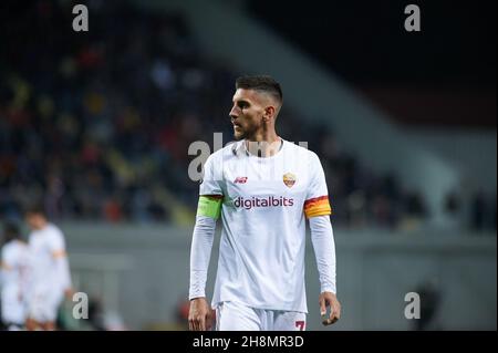 ZAPORIZHZHIA, UCRAINA - 28 SETTEMBRE 2021: Lorenzo Pellegrini. La partita della UEFA Conference League tra FC Zorya Luhansk e AC Roma Foto Stock