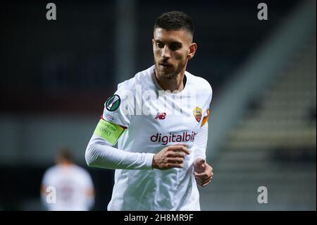 ZAPORIZHZHIA, UCRAINA - 28 SETTEMBRE 2021: Lorenzo Pellegrini. La partita della UEFA Conference League tra FC Zorya Luhansk e AC Roma Foto Stock