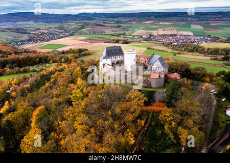 Veduta aerea, teste Otzberg, Hering, Contea di Darmstadt-Dieburg, Assia, Germania Foto Stock