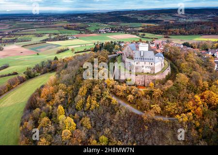 Veduta aerea, teste Otzberg, Hering, Contea di Darmstadt-Dieburg, Assia, Germania Foto Stock