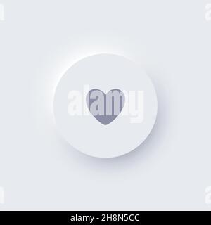 Immagine vettoriale icona neomorfismo cardiaco. Segno neomorfico 3d di forma rotonda per design di interfaccia UI UX trendy, pulsante web pneumatico con ascolto grigio Illustrazione Vettoriale