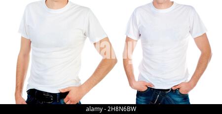 Uomo in T-shirt bianca Foto Stock