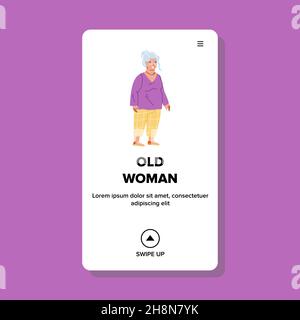 Old Woman pensionato a piedi nel parco Outdoor Vector Illustrazione Vettoriale