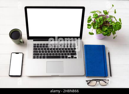 Vista superiore del posto di lavoro Foto Stock
