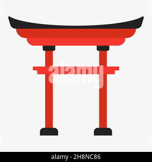 Illustrazione tradizionale del vettore di gate asiatico isolato su sfondo bianco. Illustrazione Vettoriale
