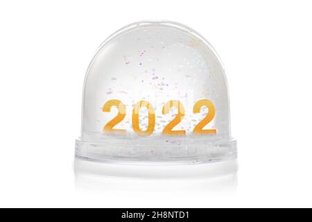 Peso della carta con glitter isolato su bianco. Felice anno nuovo 2022 concetto Foto Stock