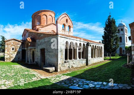 Abbazia bizantino di Pojan, Santa Maria Chiesa Ortodossa e il monastero, Apollonia parco archeologico, Pojani Village, Illyria, Albania Foto Stock