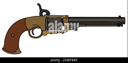 Disegno a mano di un revolver vintage Foto Stock