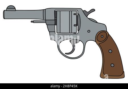 Disegno a mano di un revolver classico Foto Stock