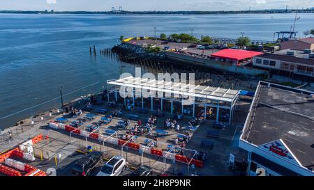 Johnny's Reef Seafood Restaurant, City Island, Bronx, New York City, NY, USA Foto Stock