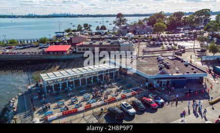 Johnny's Reef Seafood Restaurant, City Island, Bronx, New York City, NY, USA Foto Stock