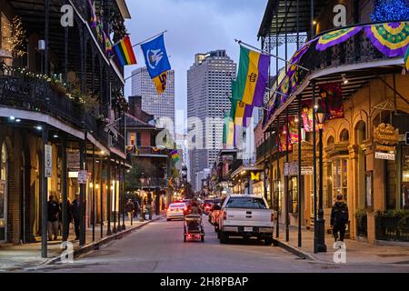 Ristoranti e hotel in Royal Street, quartiere francese / Vieux Carré, il quartiere più antico della città di New Orleans, Louisiana, Stati Uniti / Stati Uniti d'America Foto Stock