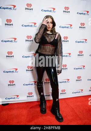 FORT WORTH, TEXAS - 30 NOVEMBRE: Tate McRae all'iHeartRadio 106.1 KISS FM's Jingle Ball 2021 presentato da Capital One alla Dickies Arena il 30 novembre 2021 a Fort Worth, Texas. Photo:Rachel Parker/imageSPACE Credit: Imagespace/Alamy Live News Foto Stock