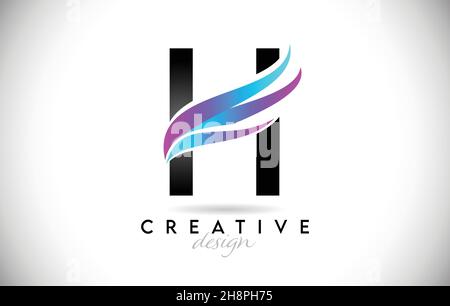 Logo lettera H con sfumature creative. Design creativo ed elegante Letter H con icona Vector viola colorata. Illustrazione Vettoriale